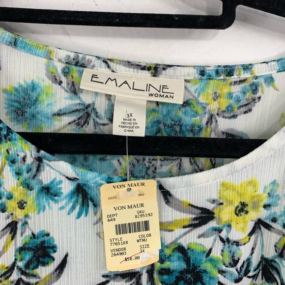 Emaline Woman Floral Blouse gathered hem size 3X NWT - Picture 5 of 7